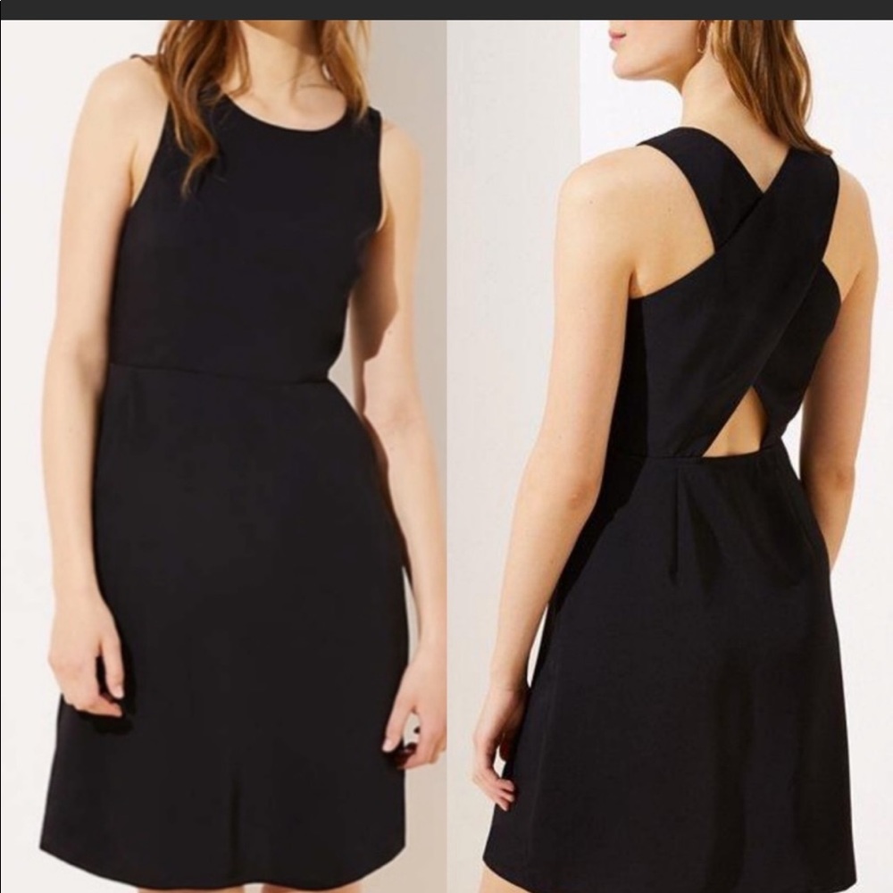 Ann Taylor Loft Black Criss Cross Back Dress